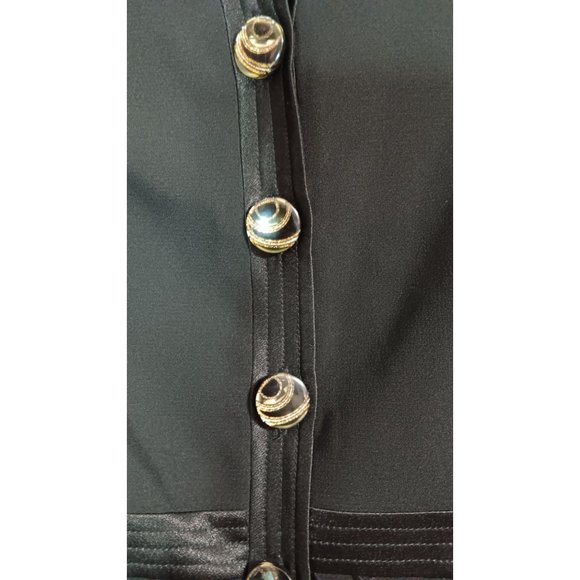 DKLA 7/8 Black Business Event Button Occasion Textured Vintage Retro Vest Top - Picture 3 of 5